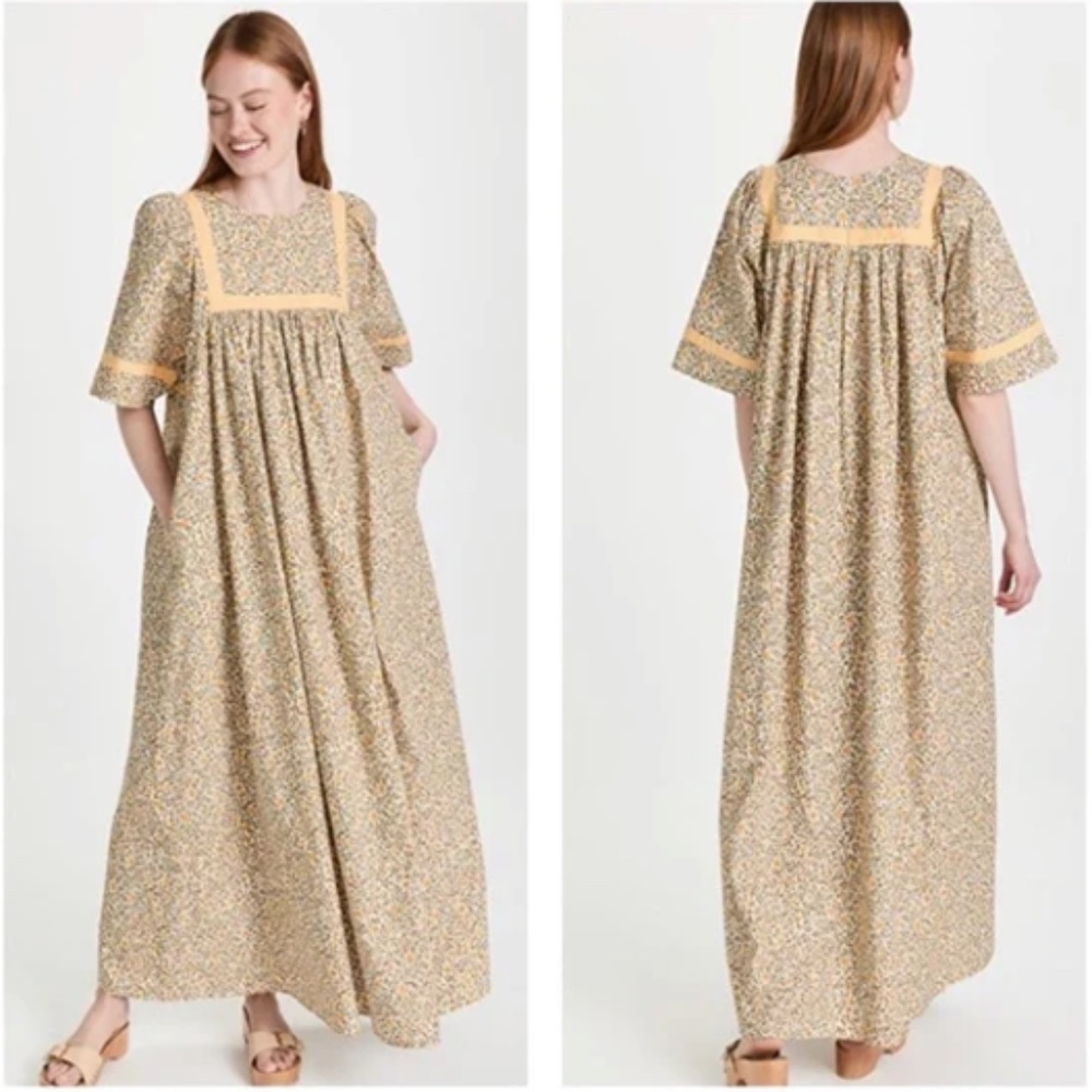 Floral Maxi Dress with Yellow Accents